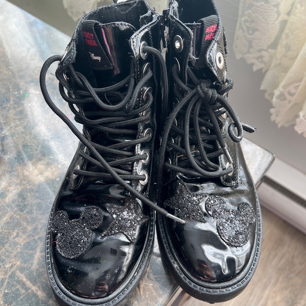 Disney Black Glitter Mickey Boots